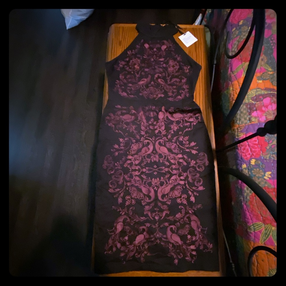 Mod cloth Mila Embroidered high neck pencil dress